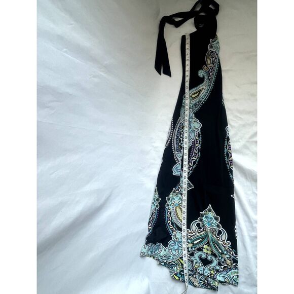 Always Indigo Black Soft Halter Neck Long Dress Maxi Boho Blue S Ethnic Cute - Picture 9 of 9